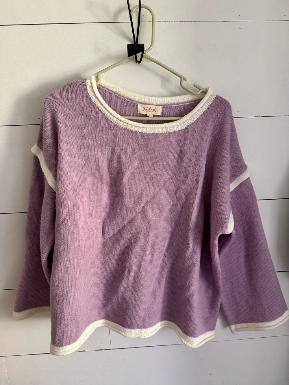 Listicle Lavender Knit Sweater with White Trim